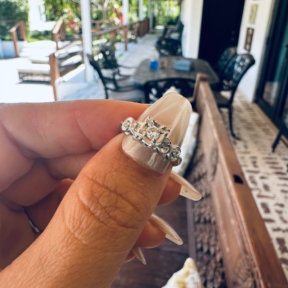 Antique 14k white gold natural diamond ring size 6